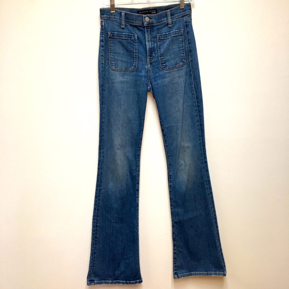 Veronica Beard Florence Flare High Rise Jeans 27/4 Waterfall Blue Stretch 70’s